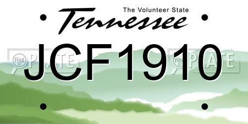 JCF1910 Tennessee License Plate