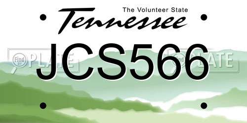 JCS566 Tennessee License Plate