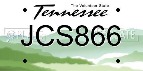 JCS866 Tennessee License Plate