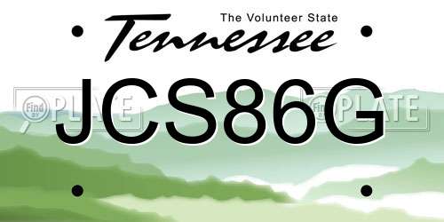 JCS86G Tennessee License Plate