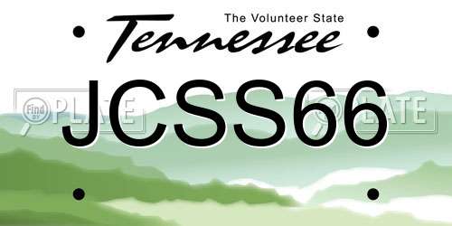 JCSS66 Tennessee License Plate