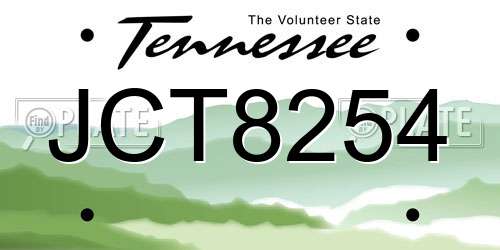 JCT8254 Tennessee License Plate