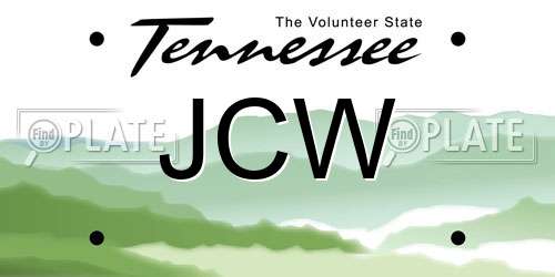 JCW Tennessee License Plate