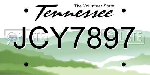 JCY7897 Tennessee License Plate