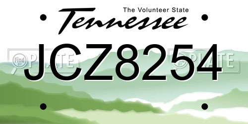 JCZ8254 Tennessee License Plate