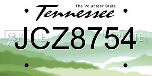 JCZ8754 Tennessee License Plate