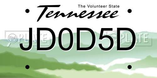 JD0D5D Tennessee License Plate