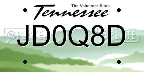 JD0Q8D Tennessee License Plate