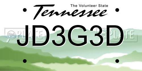 JD3G3D Tennessee License Plate