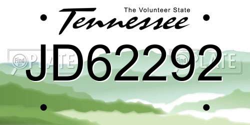 JD62292 Tennessee License Plate