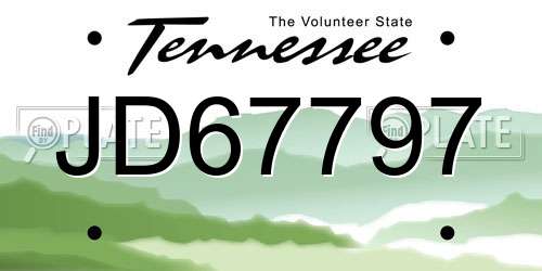 JD67797 Tennessee License Plate