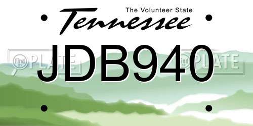 JDB940 Tennessee License Plate