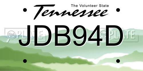 JDB94D Tennessee License Plate