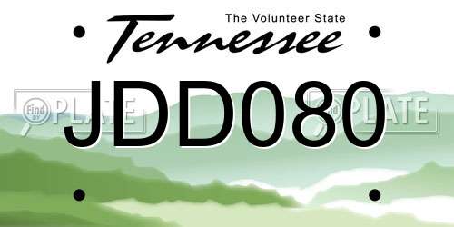 JDD080 Tennessee License Plate