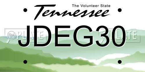 JDEG30 Tennessee License Plate