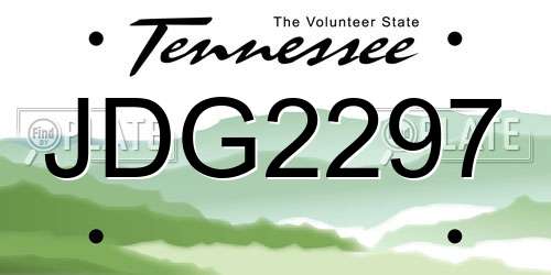 JDG2297 Tennessee License Plate