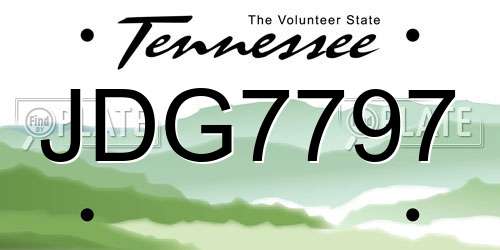 JDG7797 Tennessee License Plate