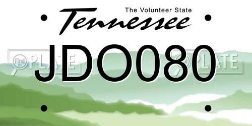 JDO080 Tennessee License Plate