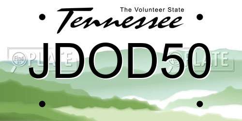 JDOD50 Tennessee License Plate