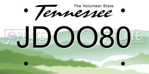 JDOO80 Tennessee License Plate