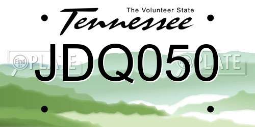 JDQ050 Tennessee License Plate