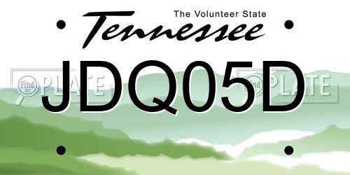 JDQ05D Tennessee License Plate