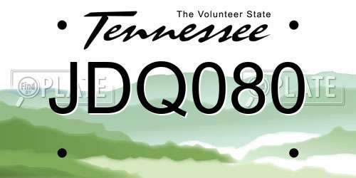 JDQ080 Tennessee License Plate
