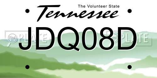 JDQ08D Tennessee License Plate