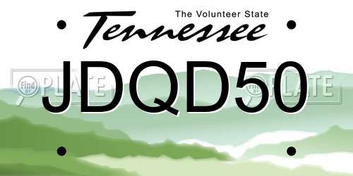 JDQD50 Tennessee License Plate