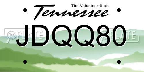 JDQQ80 Tennessee License Plate