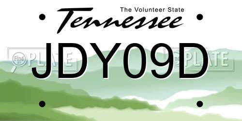 JDY09D Tennessee License Plate