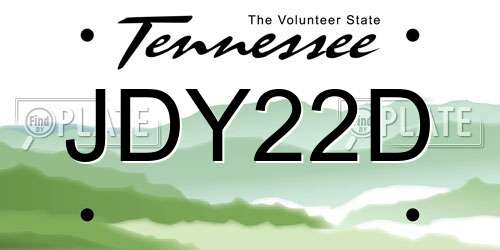 JDY22D Tennessee License Plate
