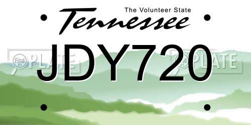 JDY720 Tennessee License Plate