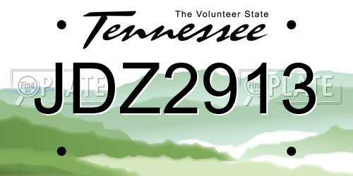 JDZ2913 Tennessee License Plate