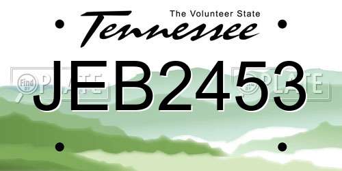 JEB2453 Tennessee License Plate