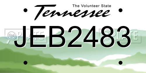 JEB2483 Tennessee License Plate
