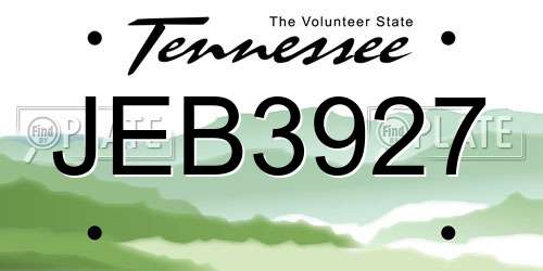 JEB3927 Tennessee License Plate