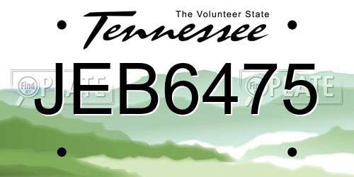 JEB6475 Tennessee License Plate