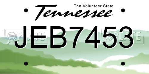 JEB7453 Tennessee License Plate