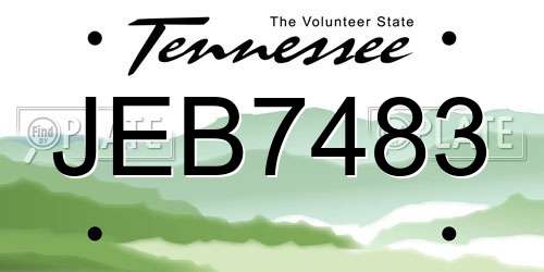 JEB7483 Tennessee License Plate