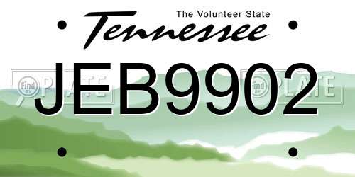 JEB9902 Tennessee License Plate