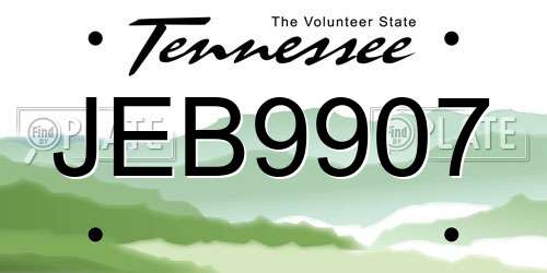 JEB9907 Tennessee License Plate