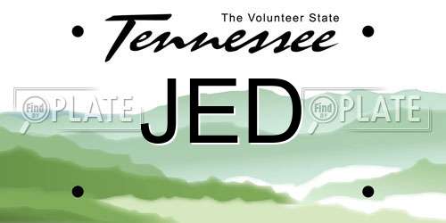 JED Tennessee License Plate