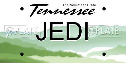 JEDI Tennessee License Plate