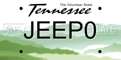 JEEP0 Tennessee License Plate