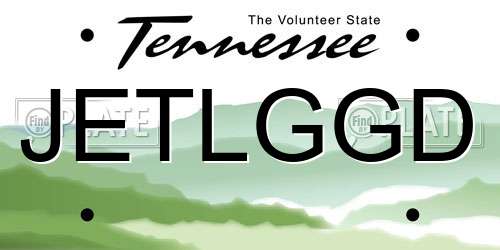 JETLGGD Tennessee License Plate