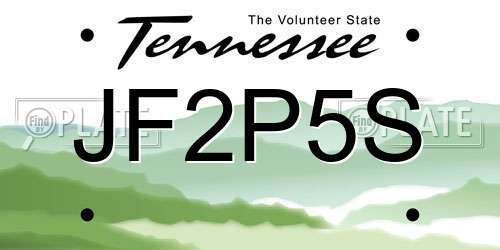 JF2P5S Tennessee License Plate