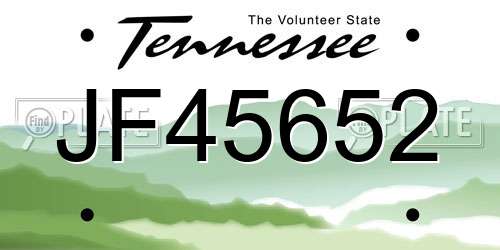 JF45652 Tennessee License Plate