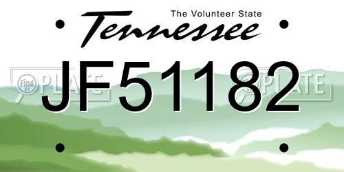 JF51182 Tennessee License Plate