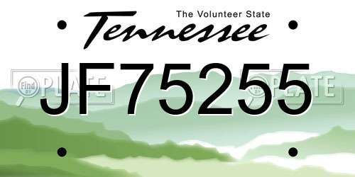 JF75255 Tennessee License Plate